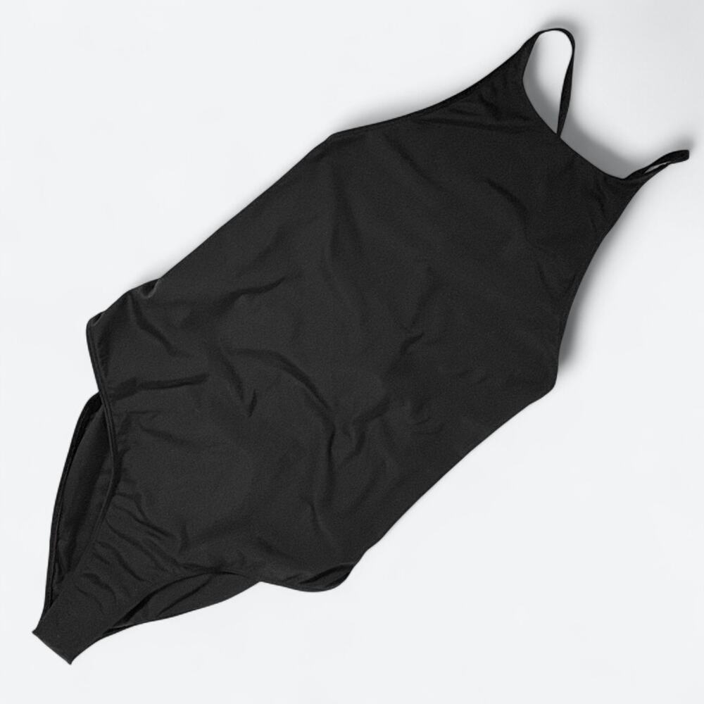 Toco Swim Maraval One Piece Jet Black Swimsuit NEW Women's L High Neck Back Tie